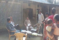 District Resource Person Hailakandi on quality check inspection of field verification results at Lala Circle - Jan, 2016.