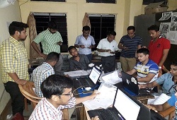Data operators working at night shifts on various e-processes to expedite verification works at Sadar Circle and Samaguri Circle in Nagaon, June 2016.