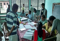 District NRC Team of Nagaon receiving Application Forms from jail inmates.