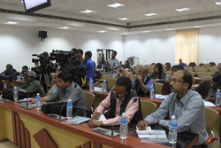 Journalists from electronic and print media during a press meet on NRC held at Office of the State Coordinator, NRC, Assam